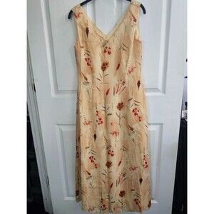 J Stevens Floral Yellow Sleeveless Dress Size 8 Boho Peasant Beach